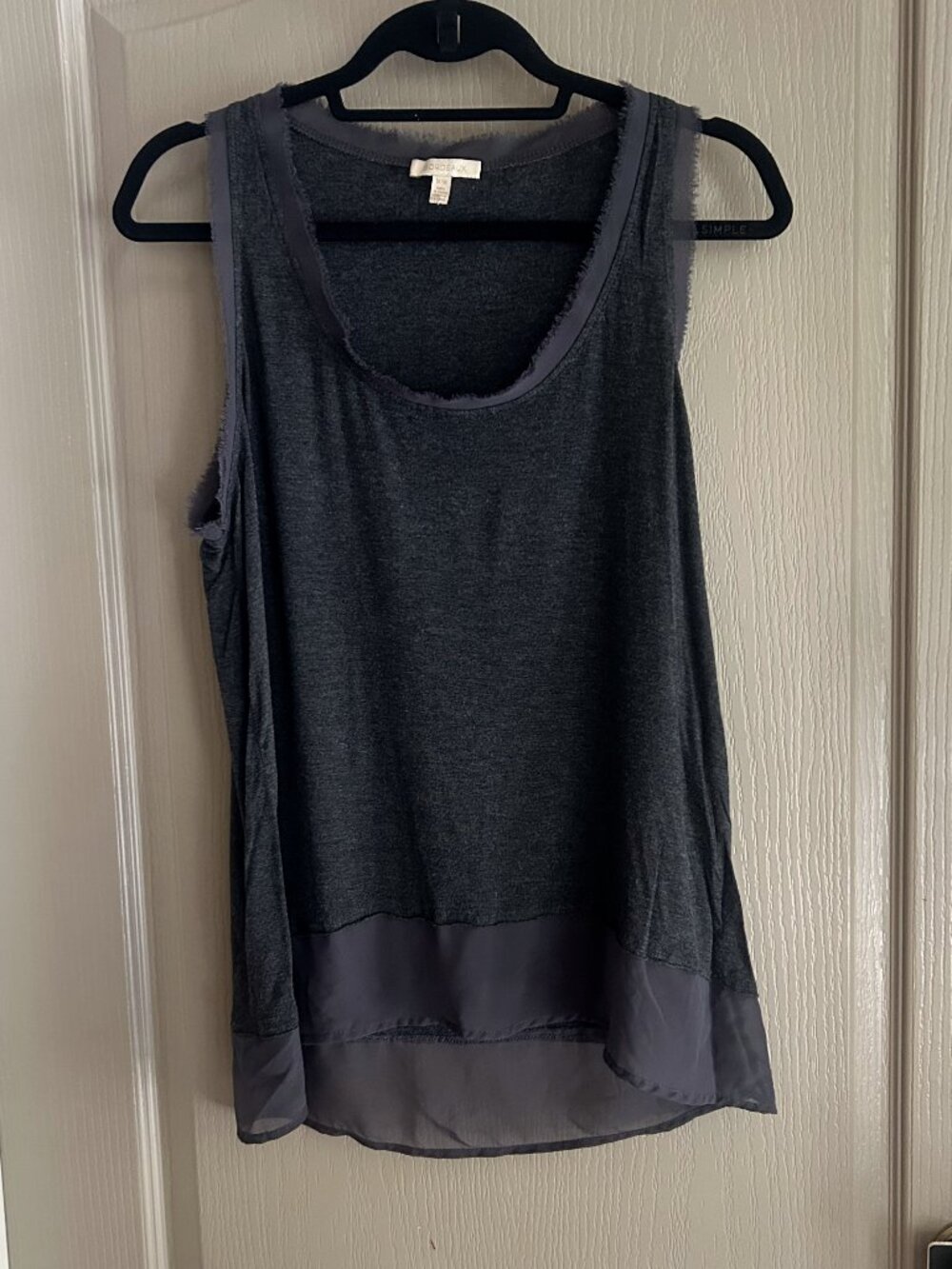 Bordeaux Anthropologie Mixed Media Tank Top Size M Charcoal Gray Minimalist
